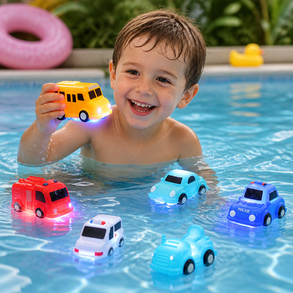 Leuchtendes Badewannen-Auto-Set – Wasseraktiviertes Badespielzeug für Babys