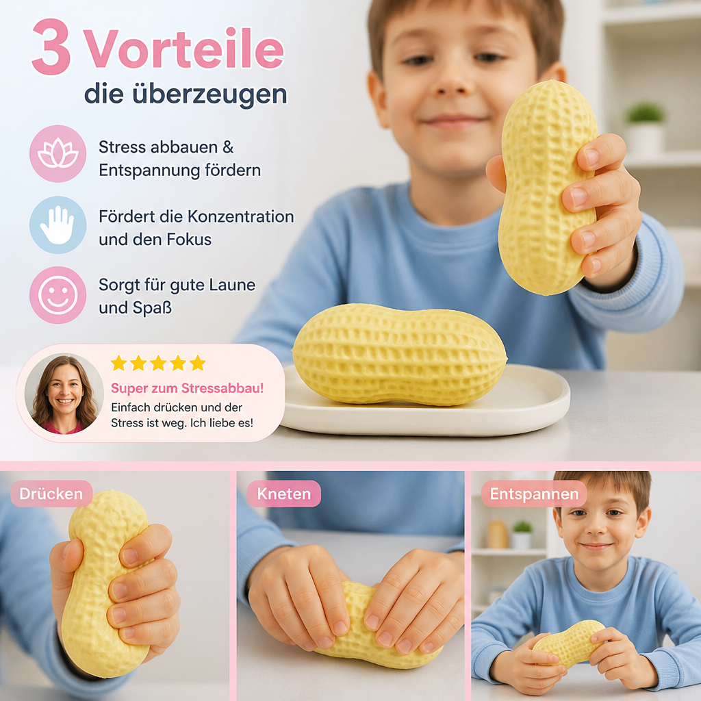 Jumbo-Erdnuss-Squishy als Anti-Stress-Spielzeug