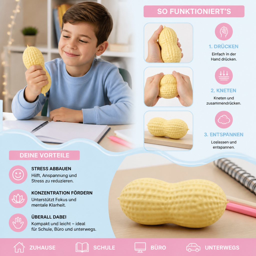 Jumbo-Erdnuss-Squishy als Anti-Stress-Spielzeug