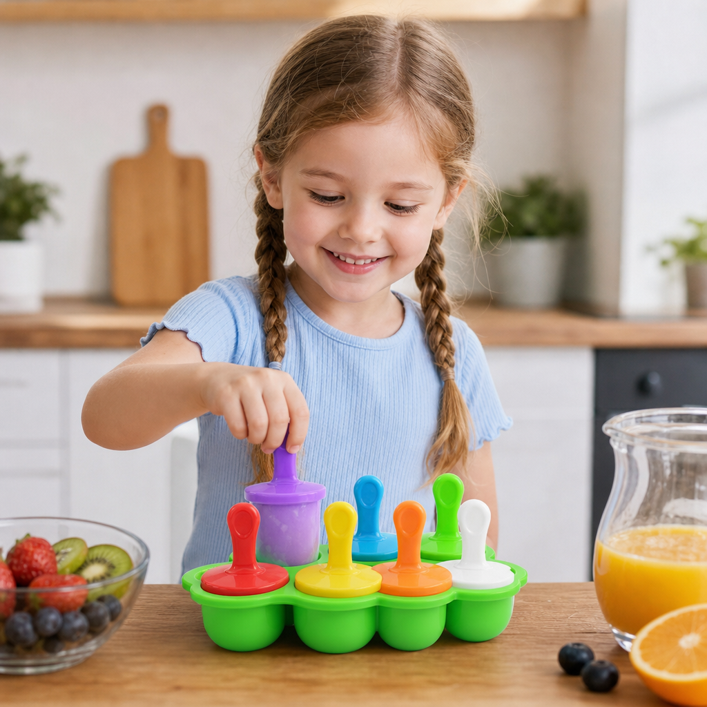 7-teiliges Silikon-Eisformen-Set – Wiederverwendbare Eisformen für Kinder