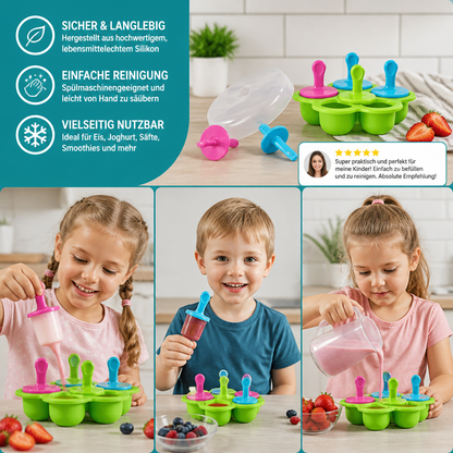 7-teiliges Silikon-Eisformen-Set – Wiederverwendbare Eisformen für Kinder