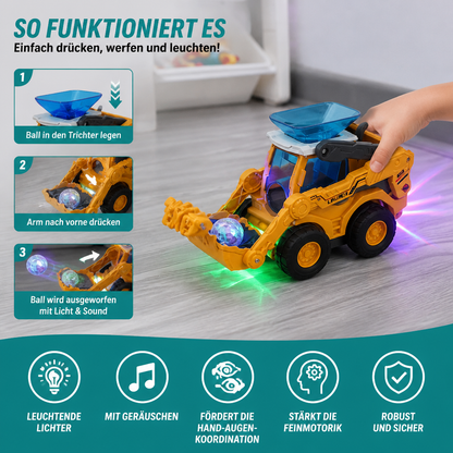 Interaktiver leuchtender Baustellen-Bulldozer mit Ballwerfer für Kinder