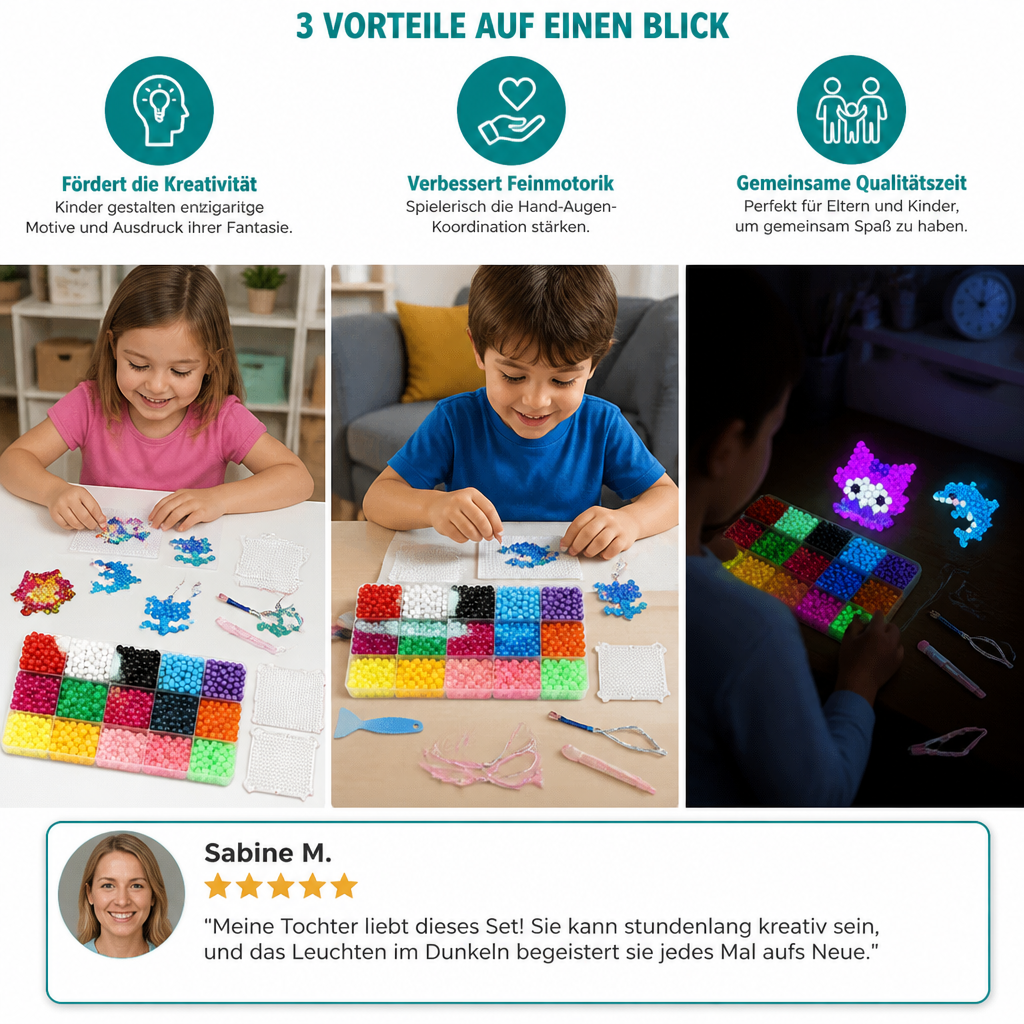 DIY-Leuchtperlen-Bastelset – Im Dunkeln leuchtend