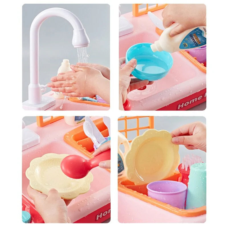 Interaktive Spielzeugküche mit Wasserspüle und Kochzubehör