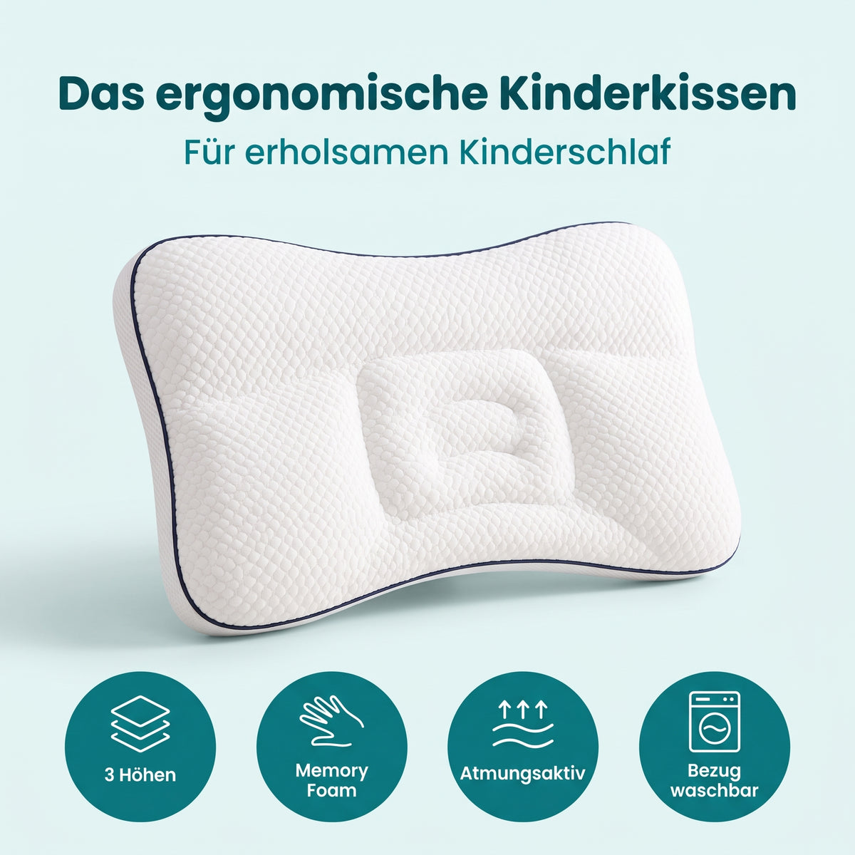 Ergonomisches Kinderkissen aus Memory Foam mit Nackenstütze