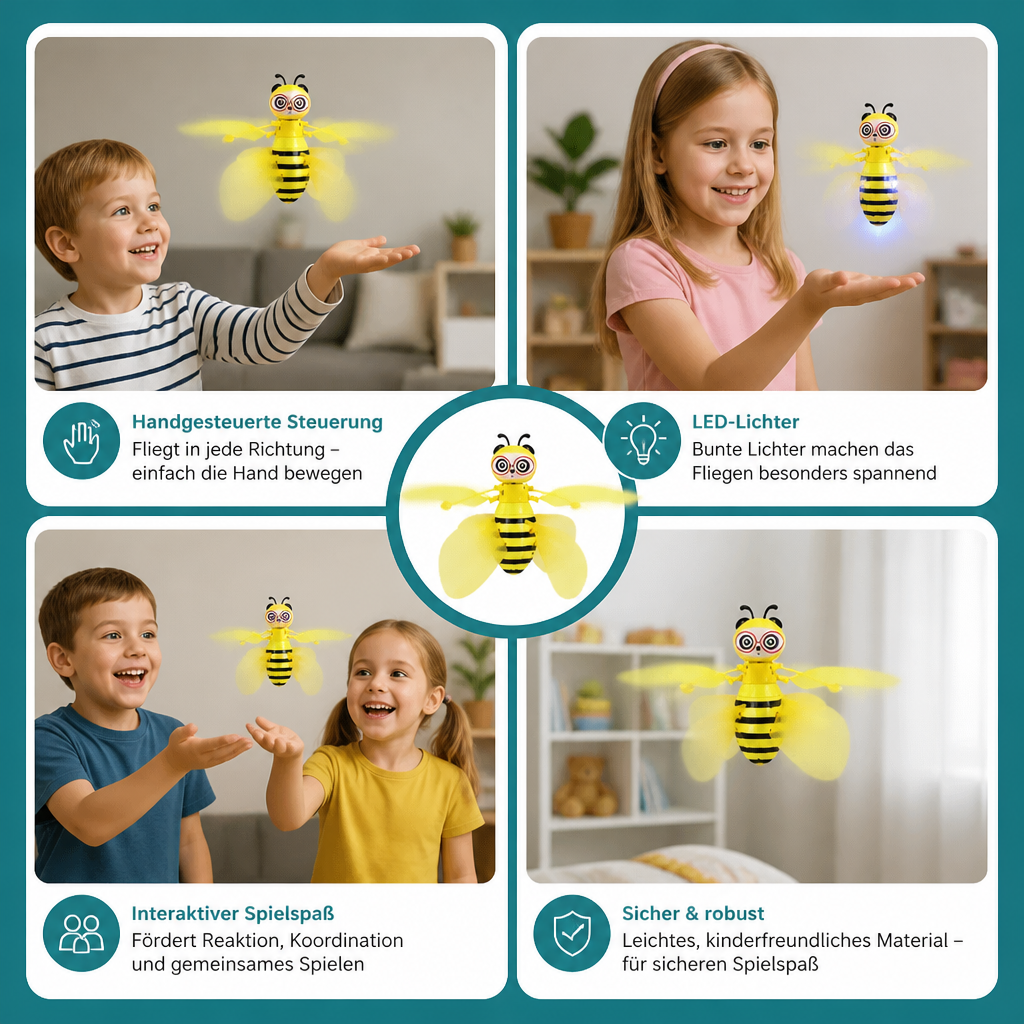 Handgesteuertes fliegendes Bienen-Spielzeug mit Bewegungssensor & LED-Lichtern