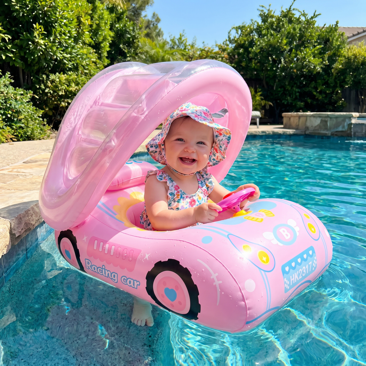 Aufblasbarer Baby Schwimmring Auto mit Sonnendach