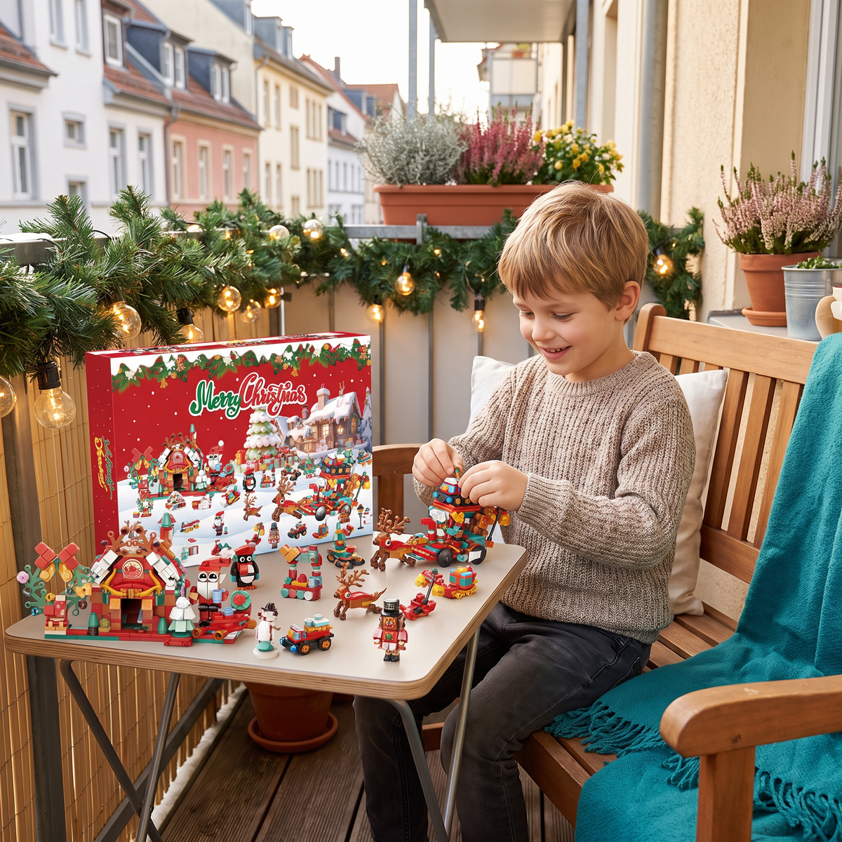 Weihnachtsdorf-Baustein-Adventskalender für Kinder