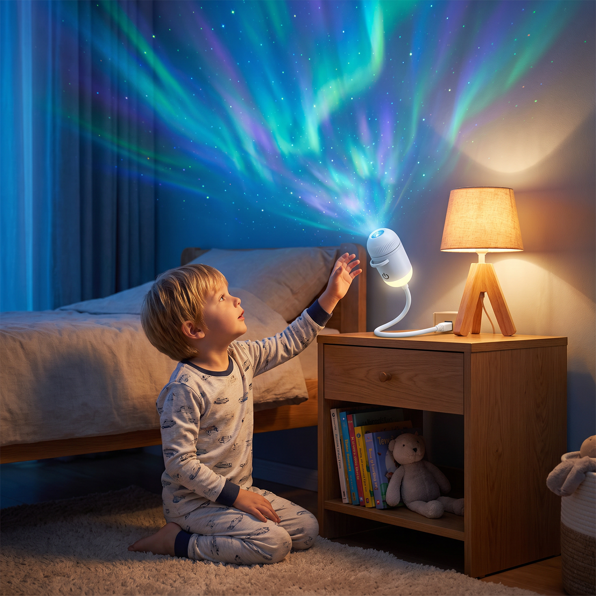 NightSky dimmbarer USB-Galaxieprojektor mit Sternen- & Auroraeffekten
