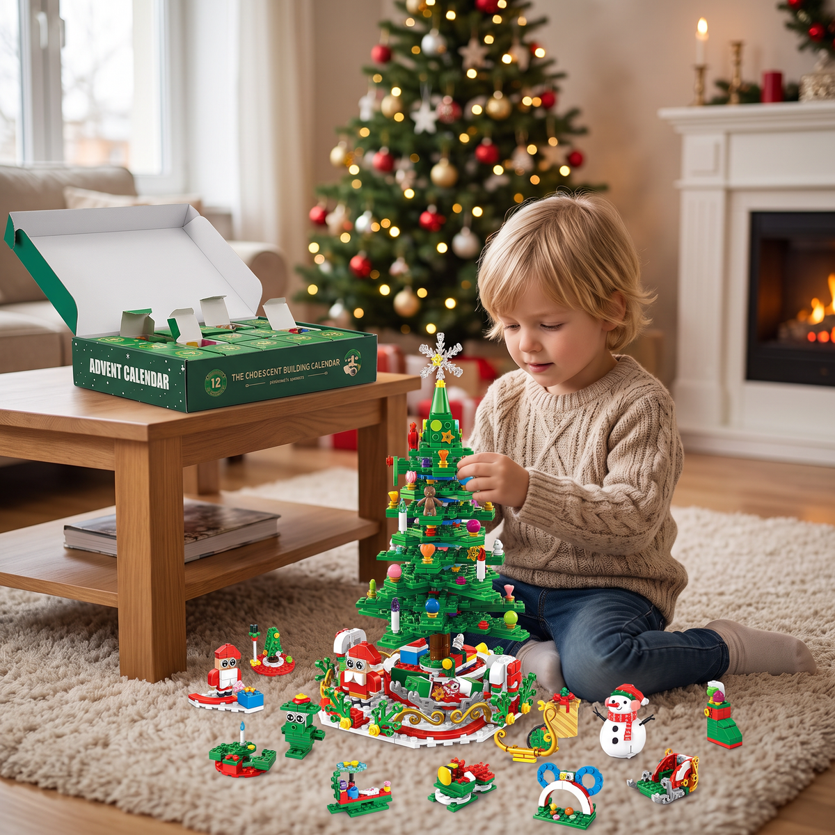 Weihnachtsbaum-Baustein-Adventskalender für Kinder