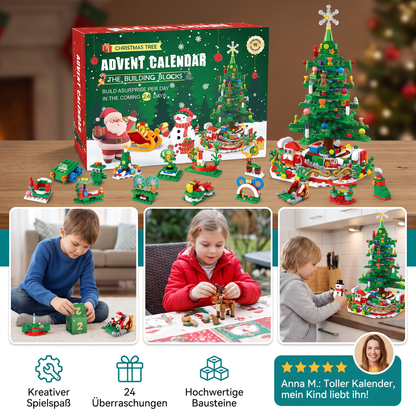 Weihnachtsbaum-Baustein-Adventskalender für Kinder