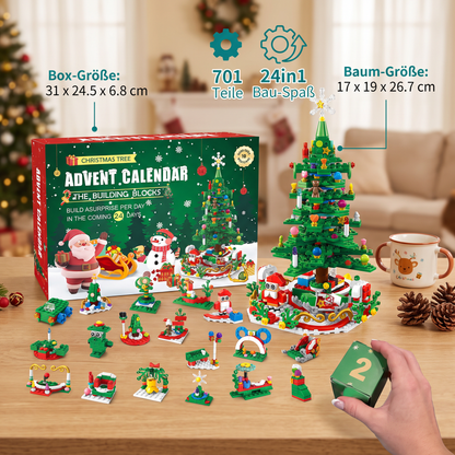 Weihnachtsbaum-Baustein-Adventskalender für Kinder