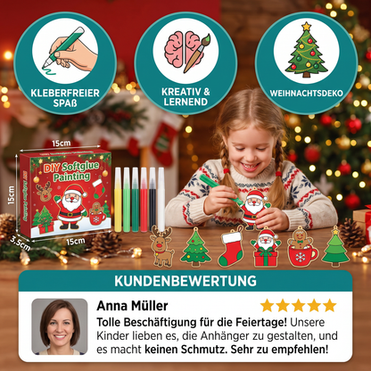 DIY-Weihnachtsanhänger-Bastelset mit kleberfreier Maltechnik für Kinder