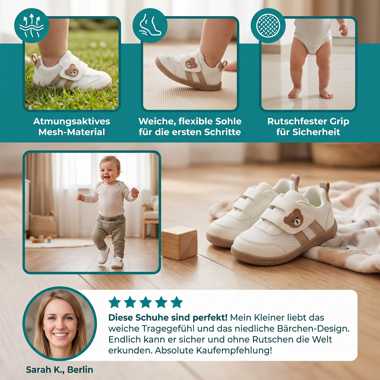 Atmungsaktive Lauflernschuhe für Babys & Kleinkinder – Weiche, rutschfeste Sohle