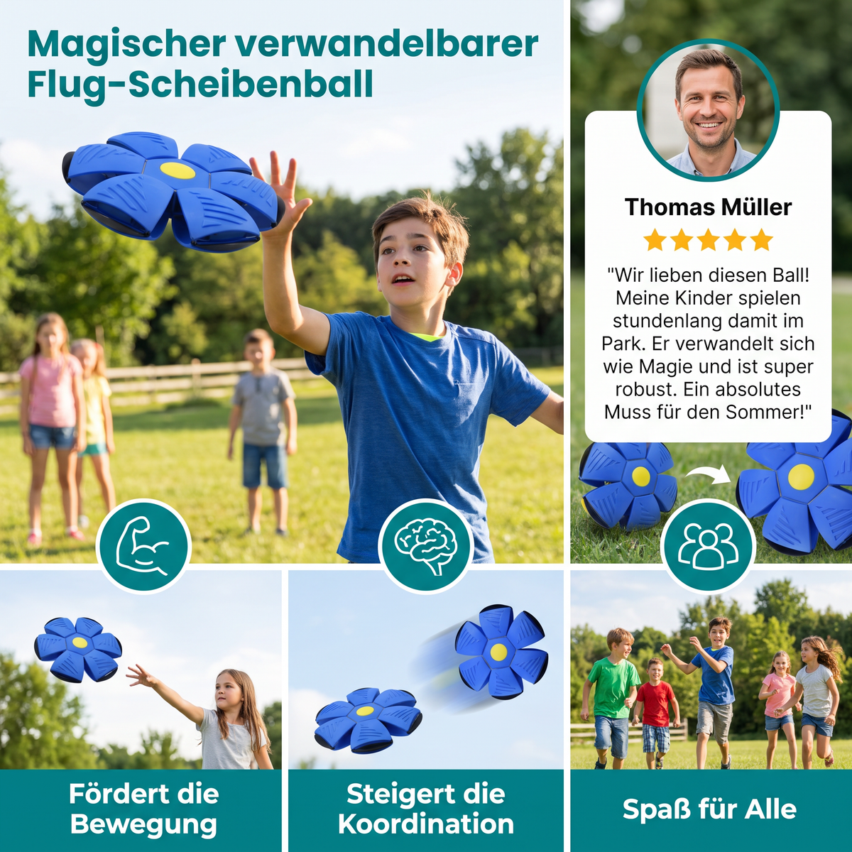 Magischer verwandelbarer Flug-Scheibenball – Interaktives Spielzeug für Kinder