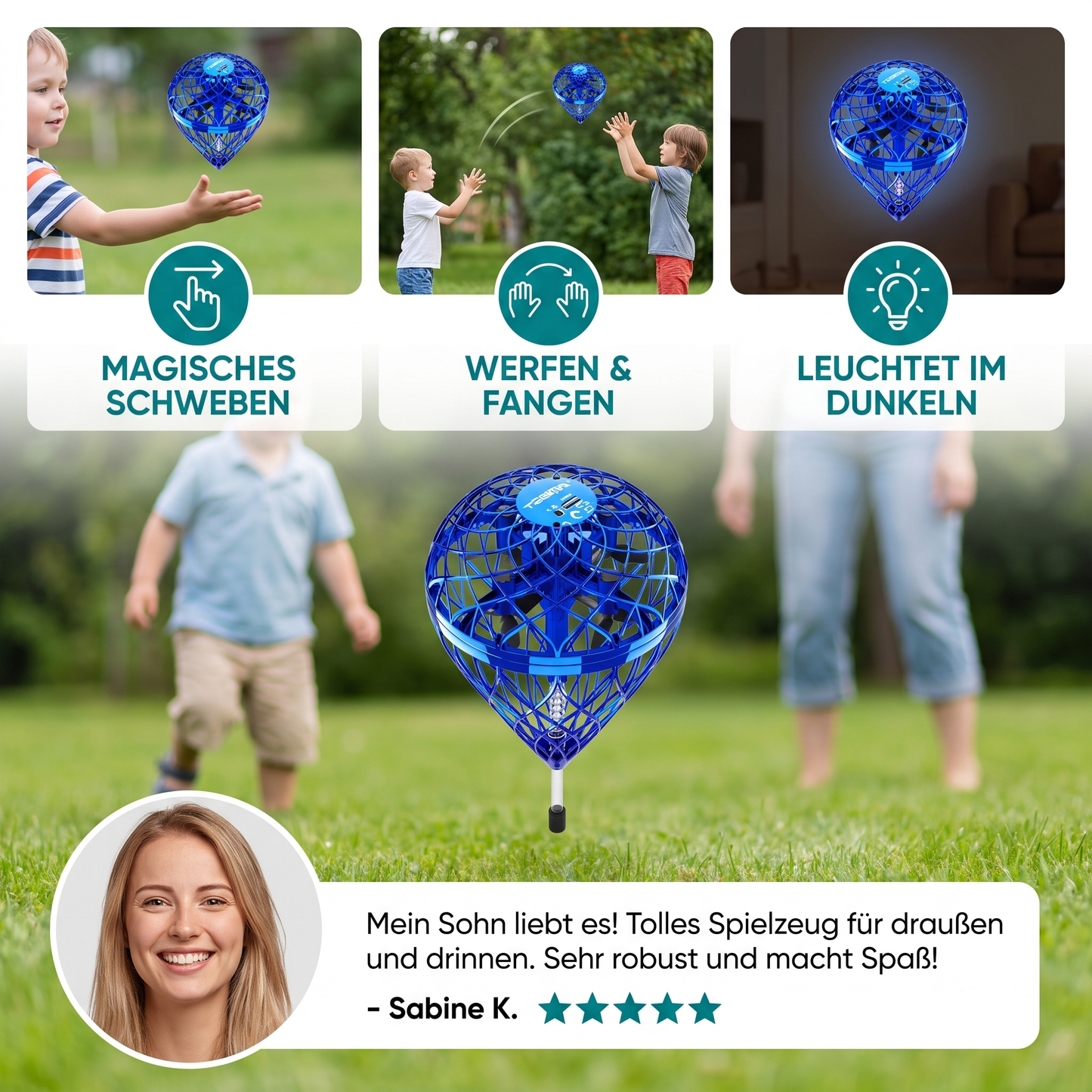 Fliegender Hüpf-Orb-Ball – Magisches Schwebe- & Wurfspielzeug für Kinder