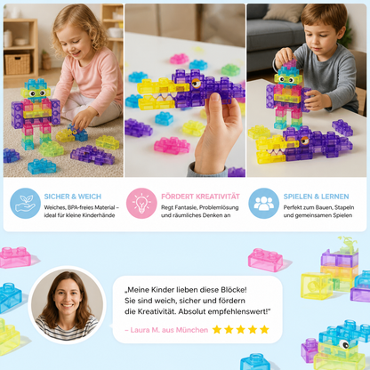 Zauberhafte Gummiblockchen, weiche Bausteine für Kinder