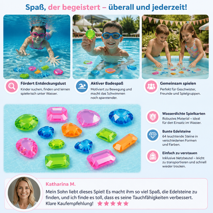 Unterwasser-Such- und Findespiel mit bunten Edelsteinen