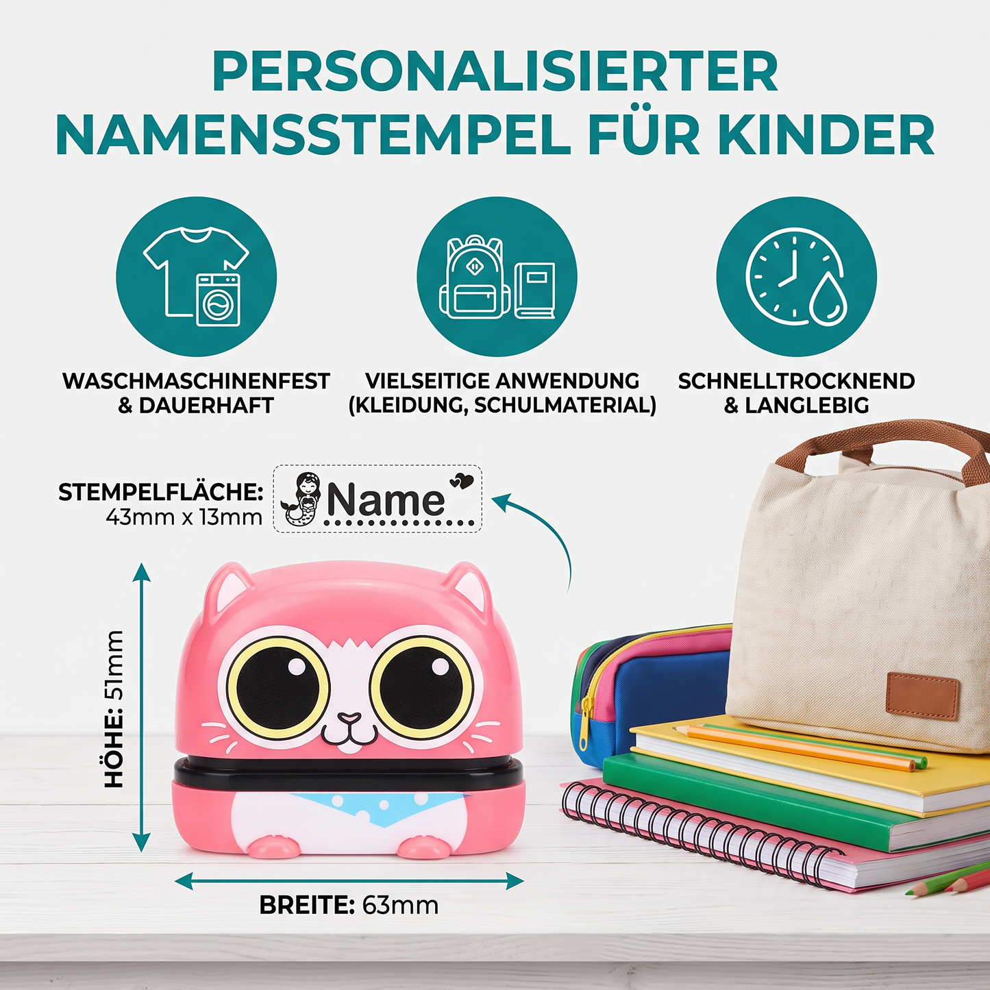 Personalisierter Namensstempel für Kinder – dauerhaft für Kleidung und Schulmaterialien