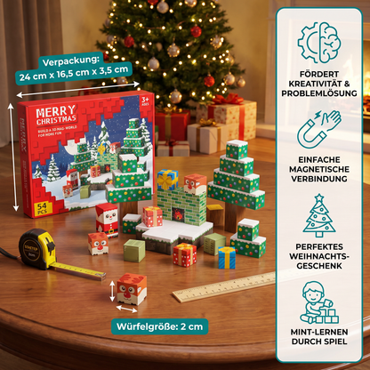 54-teiliges Weihnachts-Magnetbausteinset – Festliches MINT-Konstruktionsspielzeug