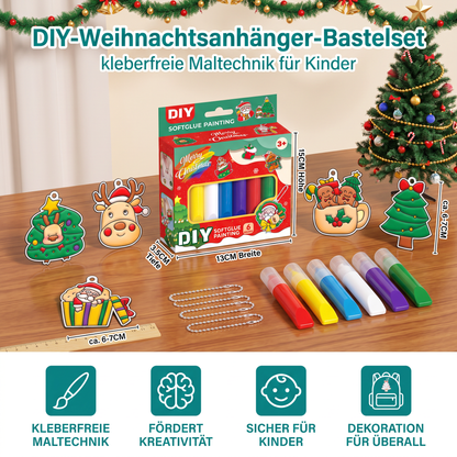 DIY-Weihnachtsanhänger-Bastelset mit kleberfreier Maltechnik für Kinder