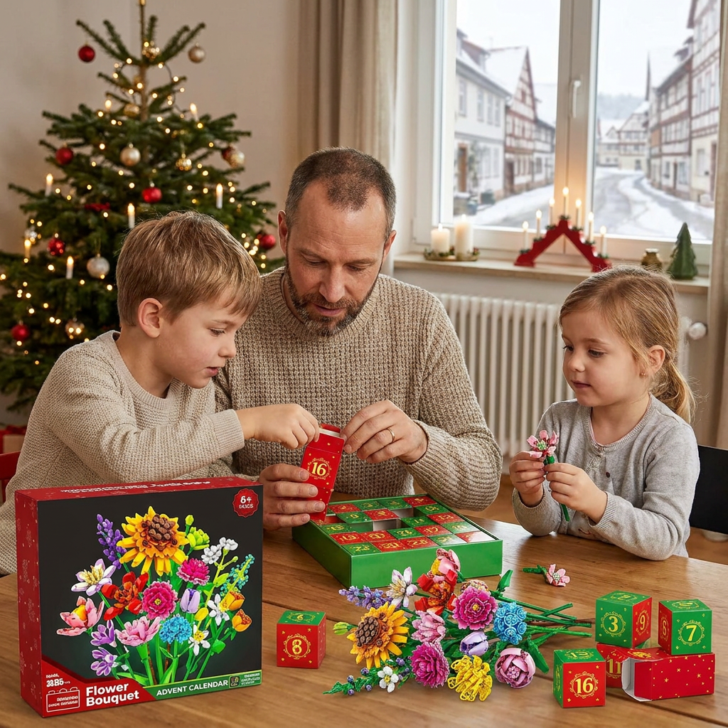 Weihnachts-Blumenstrauß-Baustein-Adventskalender