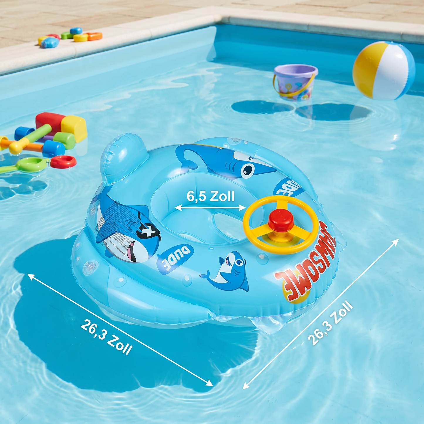 Baby Hai Schwimmring mit Lenkrad für Kleinkinder