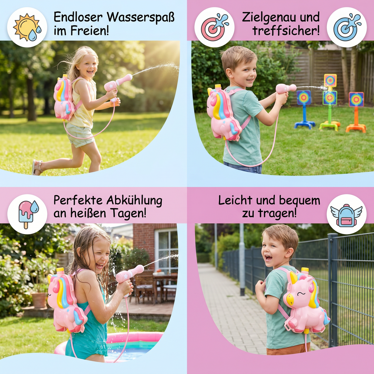 Kinder-Rucksack-Wasserpistole – Wasserspaß für Kinder an heißen Sommertagen