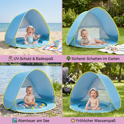Pop-Up Baby Strandzelt mit integriertem Pool & UV-Schutz – Tragbarer Sonnenschutz für Kinder