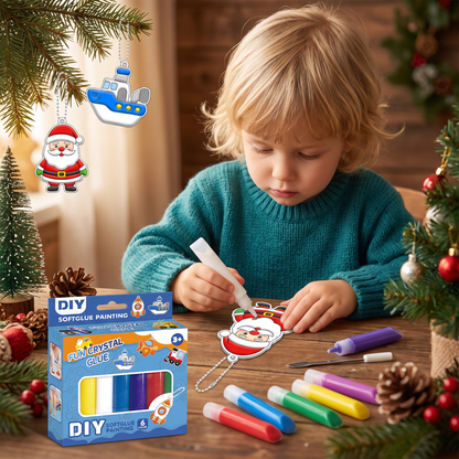 DIY-Weihnachtsanhänger-Bastelset mit kleberfreier Maltechnik für Kinder
