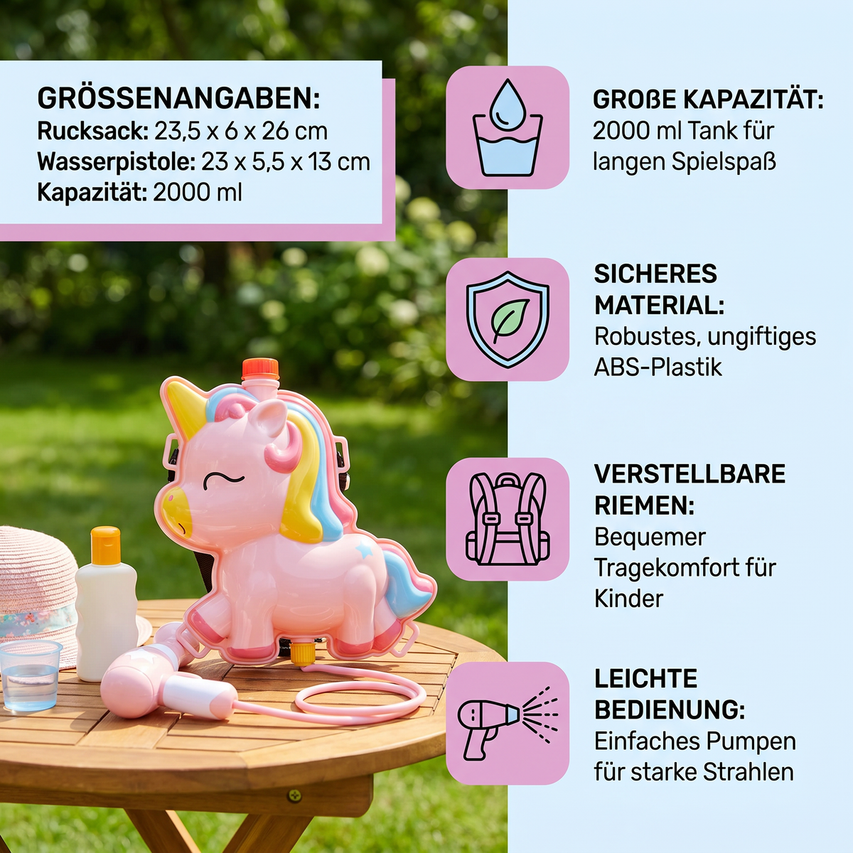 Kinder-Rucksack-Wasserpistole – Wasserspaß für Kinder an heißen Sommertagen