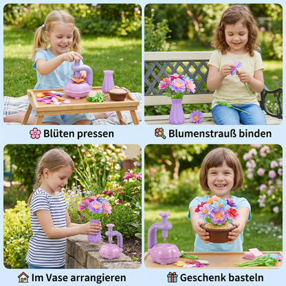 Kinder Blumenstrauß Bastelset mit Pressmaschine – DIY Kreativset für Mädchen