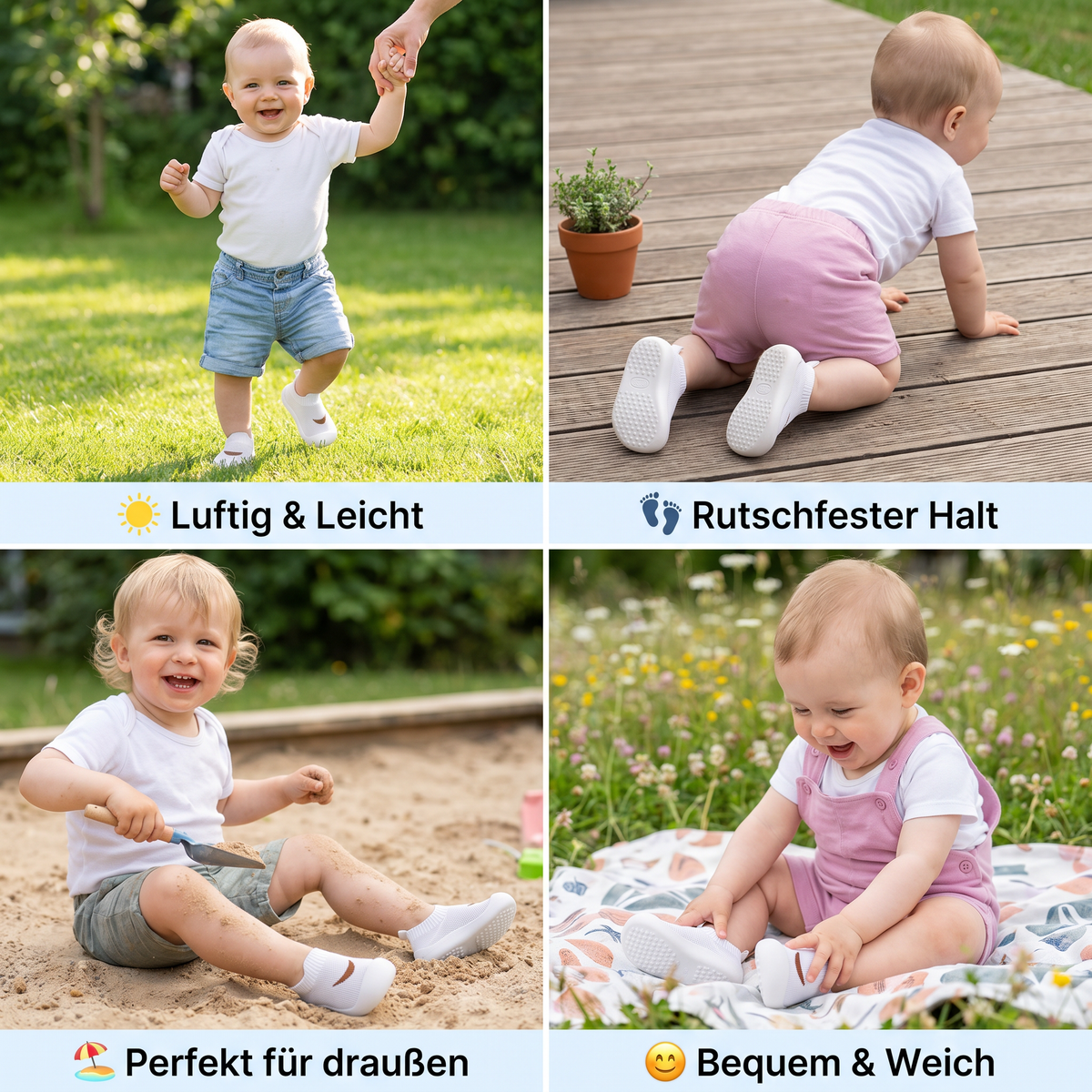 Sommer Babyschuhe mit rutschfester Sohle und atmungsaktivem Material