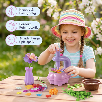 Kinder Blumenstrauß Bastelset mit Pressmaschine – DIY Kreativset für Mädchen