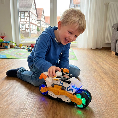 Verwandelbares Stunt Motorrad Spielzeug für Kinder mit 360 Grad Drehfunktion