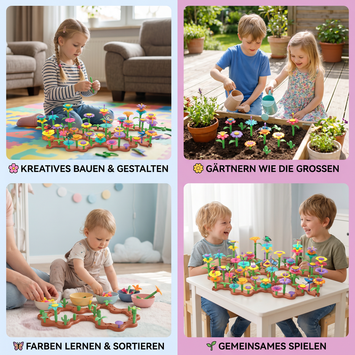 Blumen-Garten Steckspiel für Kinder – Kreatives Pflanz & Lernspielzeug für kleine Gärtnerinnen und Gärtner