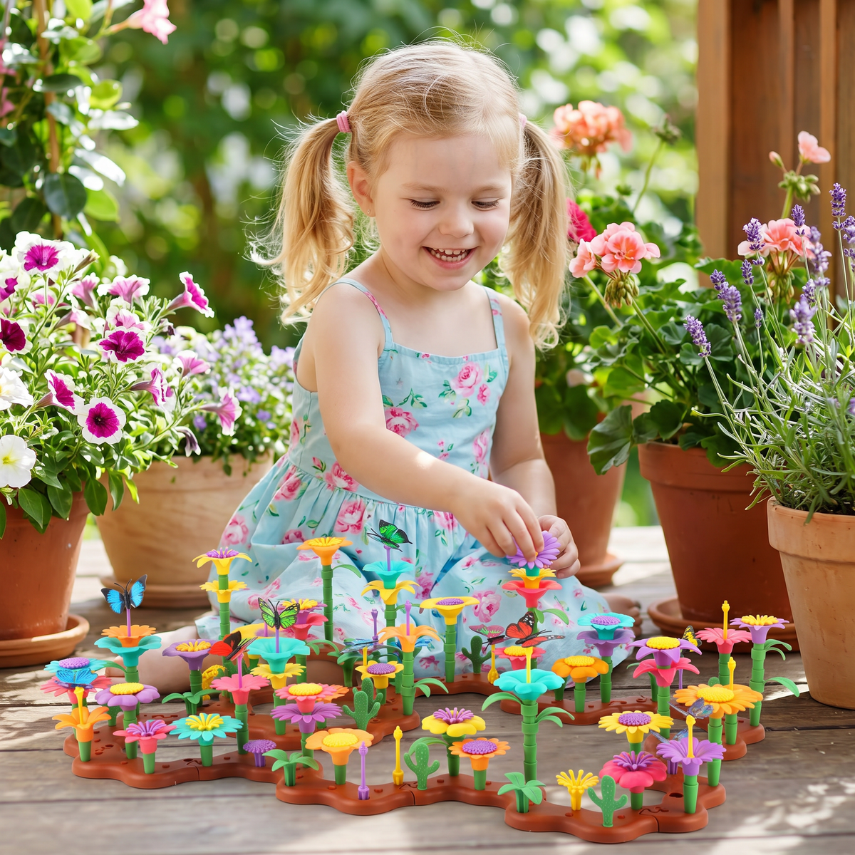 Blumen-Garten Steckspiel für Kinder – Kreatives Pflanz & Lernspielzeug für kleine Gärtnerinnen und Gärtner