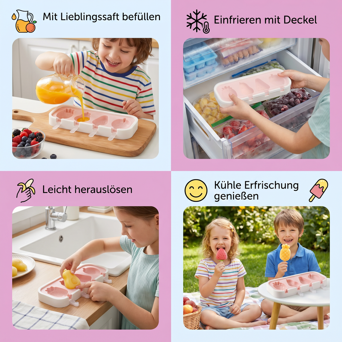 Silikon Eisform mit Frucht Formen zum Selbermachen für Kinder