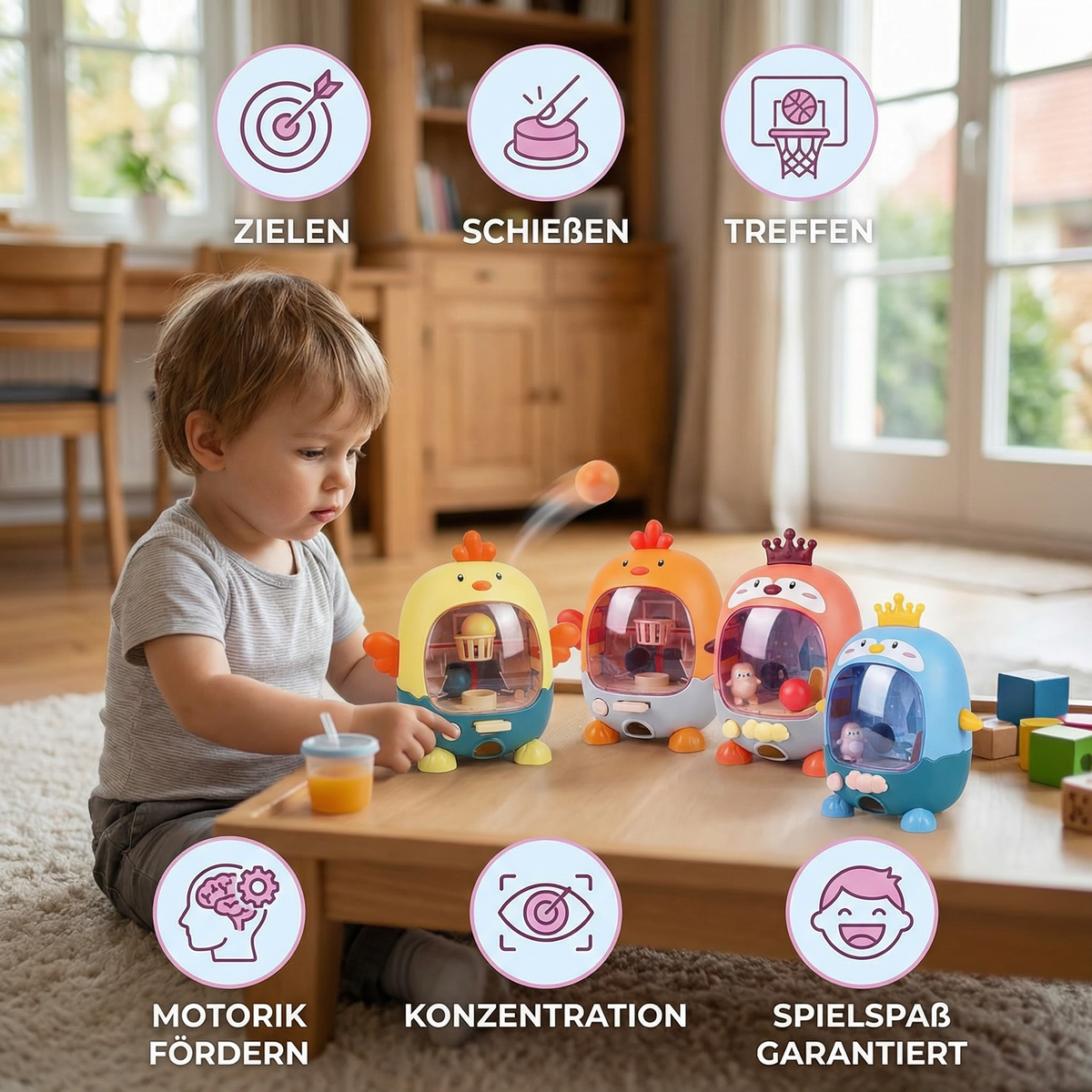 Interaktives Huhn Ballspiel für Kinder – Zielen, Schießen & Treffen Lernspiel