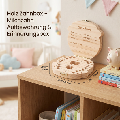 Holz Zahnbox für Kinder – Milchzahn Aufbewahrung & Erinnerungsbox