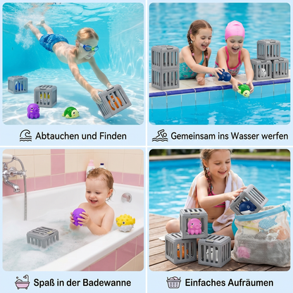 Kinder Tauchspielzeug Set – Unterwasser Pool Spielzeug mit Aufbewahrungsbox