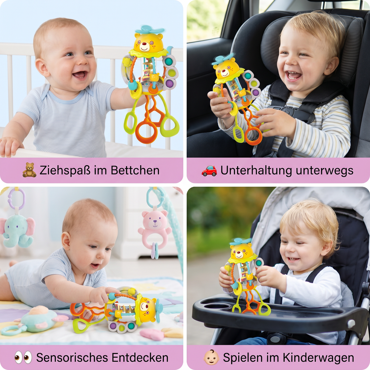 Ziehspielzeug Baby-Rassel – niedliches Lernspielzeug für frühe Entwicklung