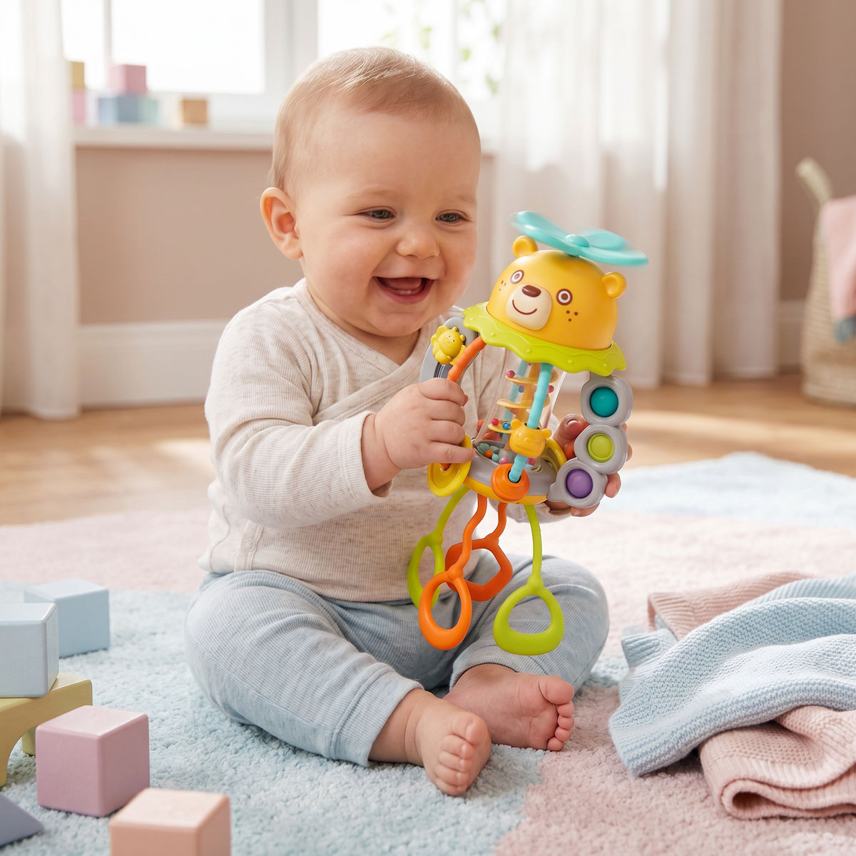 Ziehspielzeug Baby-Rassel – niedliches Lernspielzeug für frühe Entwicklung