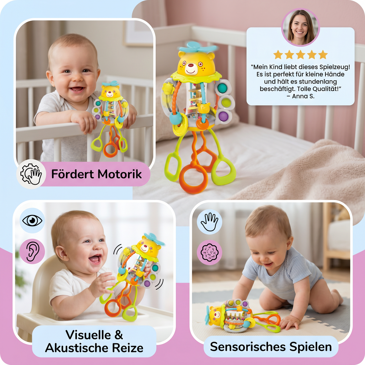 Ziehspielzeug Baby-Rassel – niedliches Lernspielzeug für frühe Entwicklung